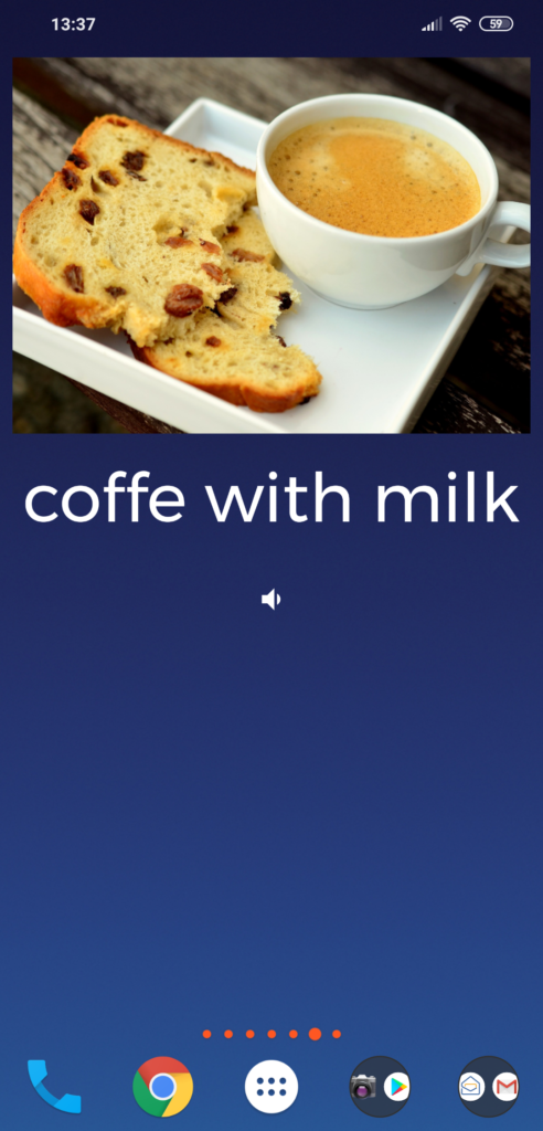 A widget containing text, a picture and a speak button